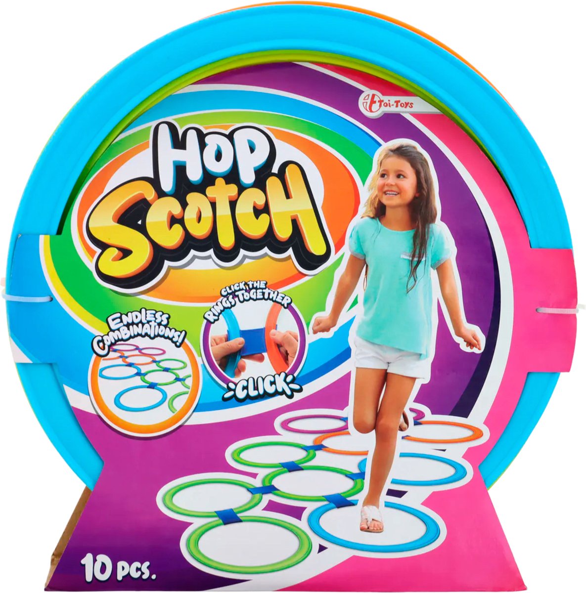 Toi-Toys® HopScotch Hinkelspel | Hinkelspel | Hinkelen Ringen | 10-rings Hinkelbaan | Speelgoed Hinkelbaan | Hoepels | Vanaf 4 Jaar